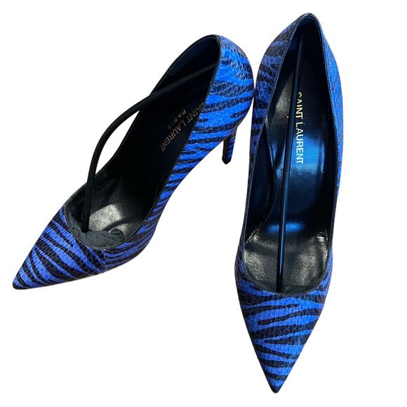 Saint Laurent Shoes - Saint Laurent YSL Yves  'Khan' black/blue SNAKESKIN shoes EU 40 US 10